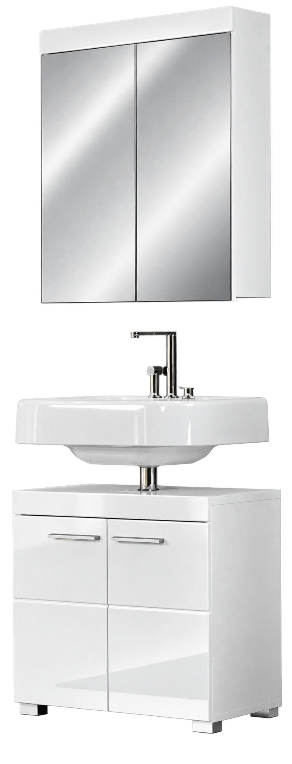 Top.Furn Badmöbel-Set Weiß Hochglanz 60x190x34 cm