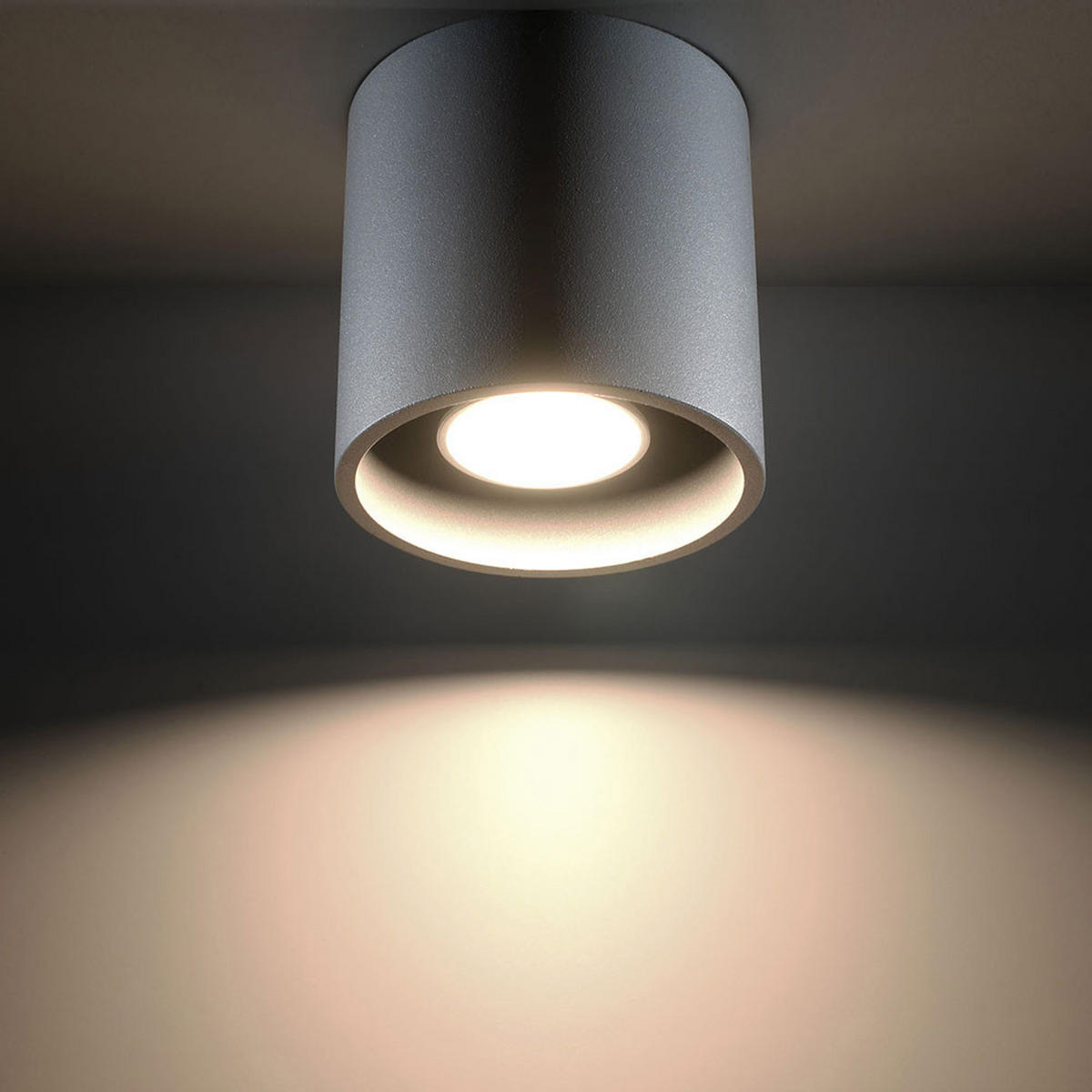 AUFBAULEUCHTE Aluminium Grau Rund - Grau, Metall (10/10/10cm)