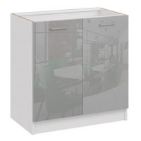 KÜCHENUNTERSCHRANK D80 2D grau glanz - Grau, Holzwerkstoff (80/82/44cm) - roe furniture