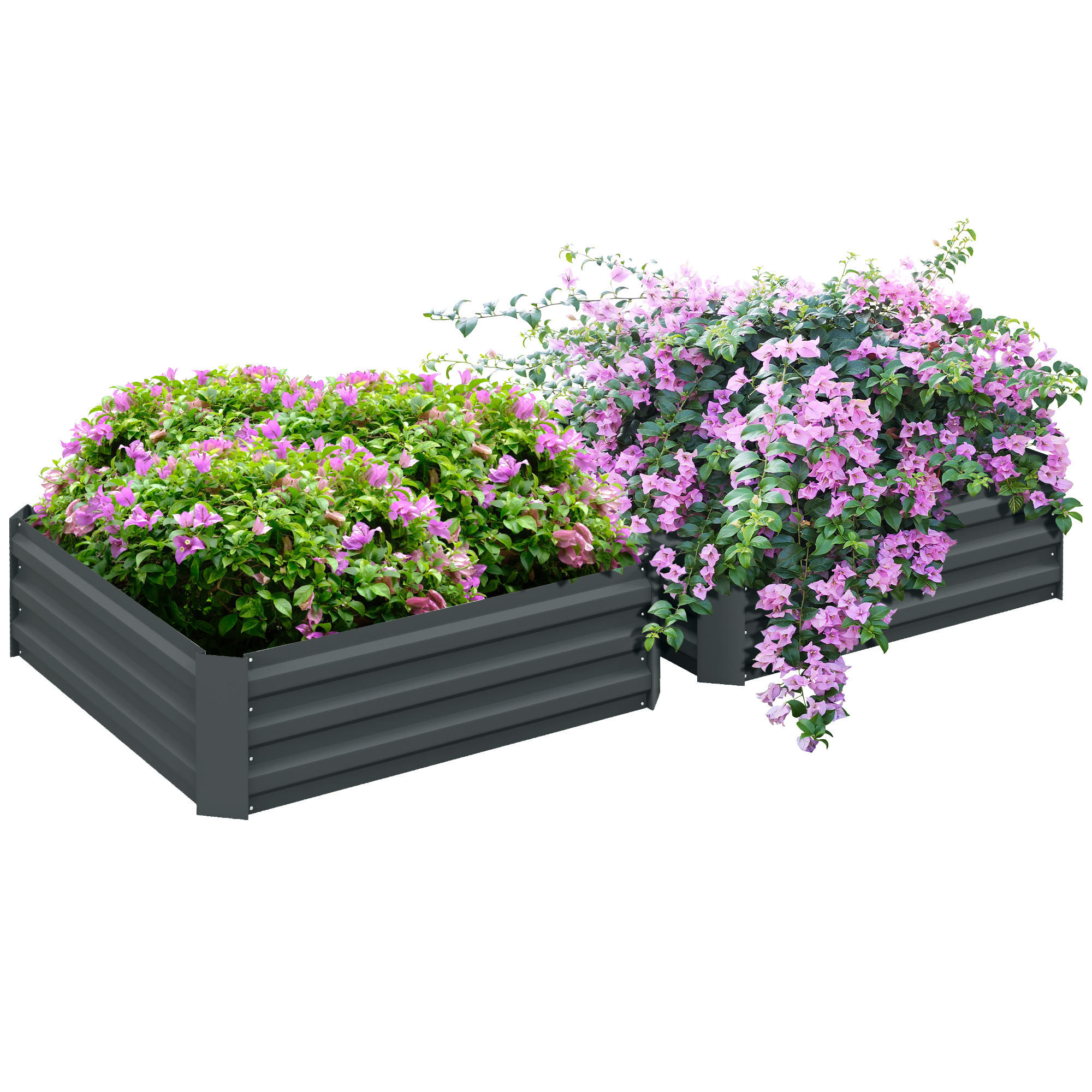 HOCHBEET-SET DE-12166 2er-Set quadratisch 100/100/30 cm Dunkelgrau - Dunkelgrau, Metall (100/30/100cm) - ComfortXL