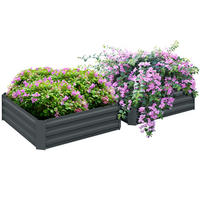 HOCHBEET 2er-Set aus Stahl - Dunkelgrau, Metall (100/30/100cm) - Outsunny
