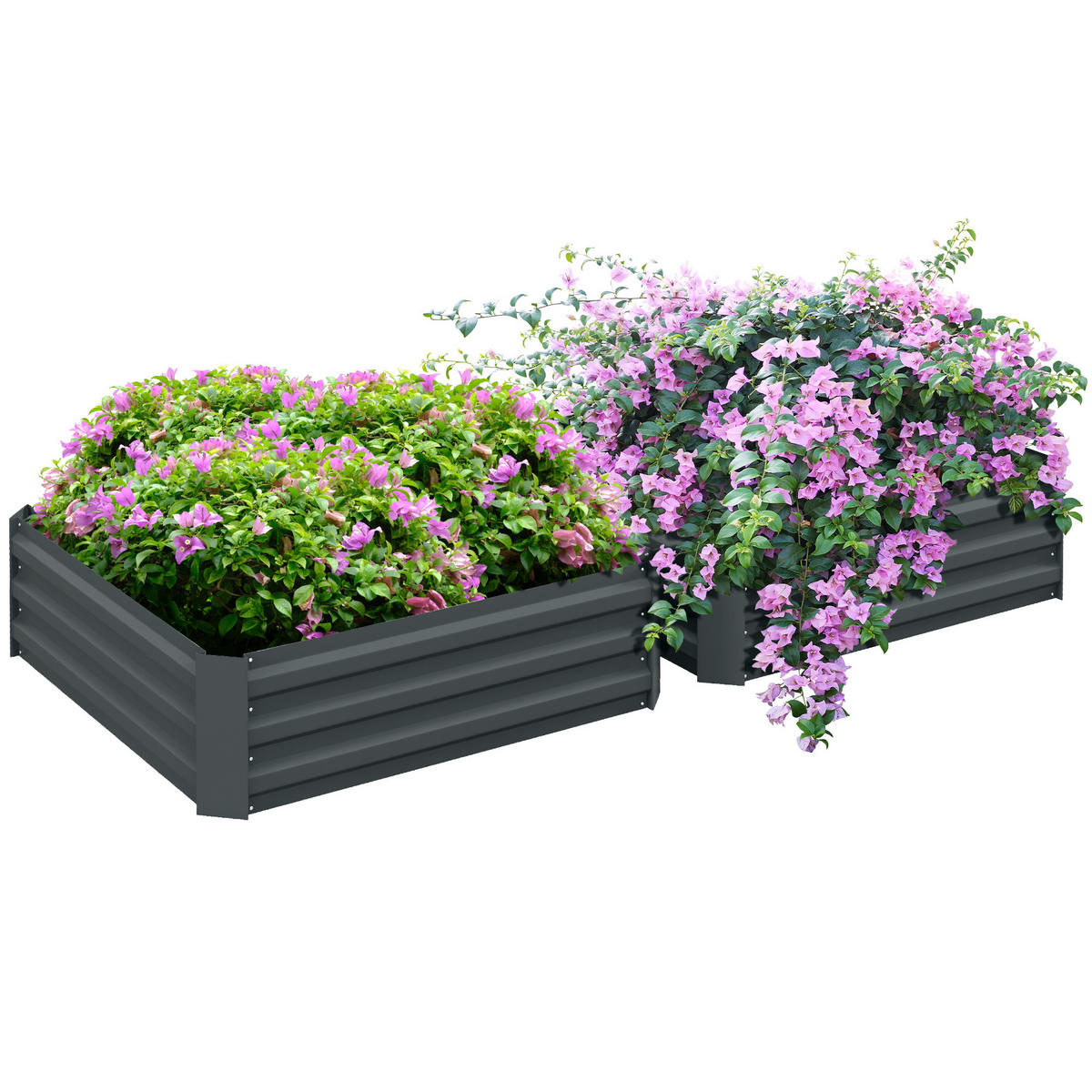 HOCHBEET 2er-Set aus Stahl - Dunkelgrau, Metall (100/30/100cm) - Outsunny