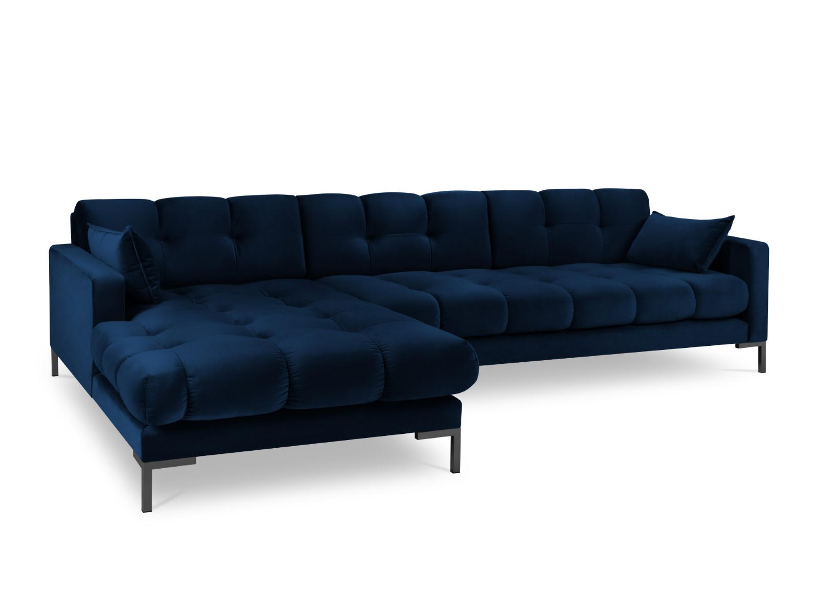 ECKSOFA links Mamaia aus Samt königsblau 5 Sitzplätze - Blau, Textil (185/293cm) - Micadoni