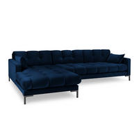 ECKSOFA links Mamaia aus Samt königsblau 5 Sitzplätze - Blau, Textil (185/293cm) - Micadoni