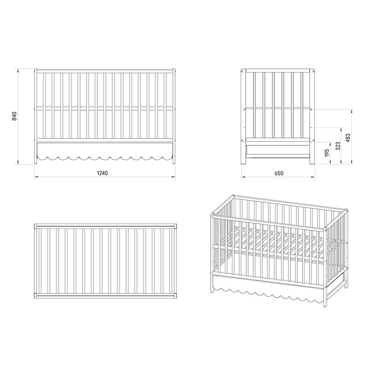BABYBETT 2-IN-1 mit Schublade 60/120 cm Weiß - Weiß, Holz (60/120cm) - Lettino