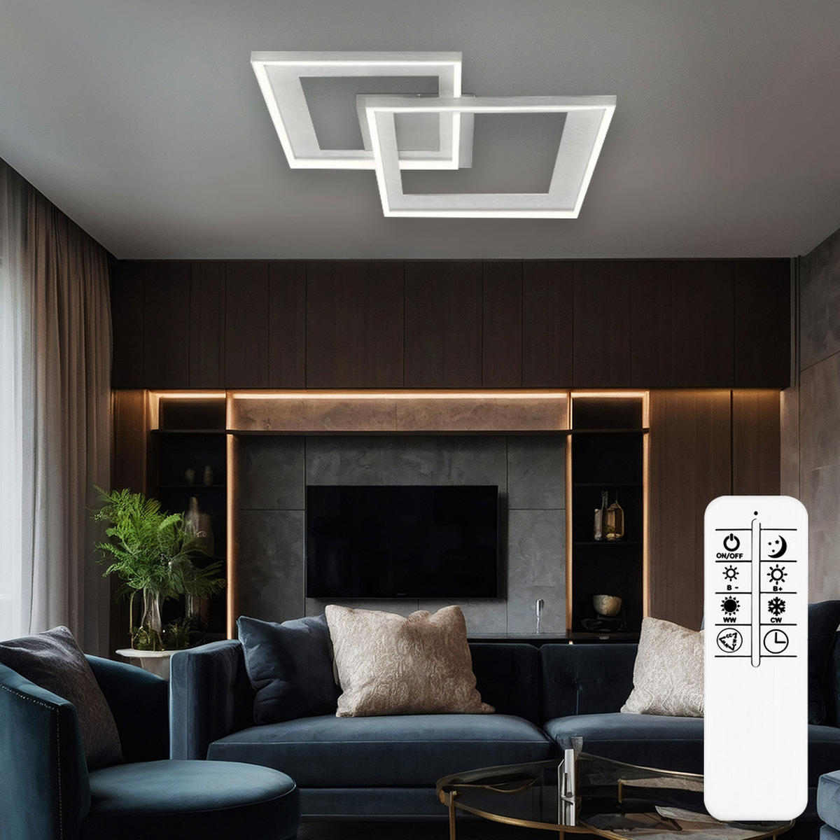 LED DECKENLEUCHTE Metall Silber - Silberfarben, Metall (56.8/48/9.5cm) - Briloner