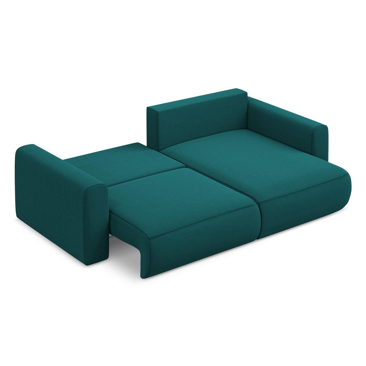 ECKSOFA mit Schlaffunktion Samt Stoff Blau - Blau/Petrol, Kunststoff/Textil (240/149cm) - LaMiaSofa