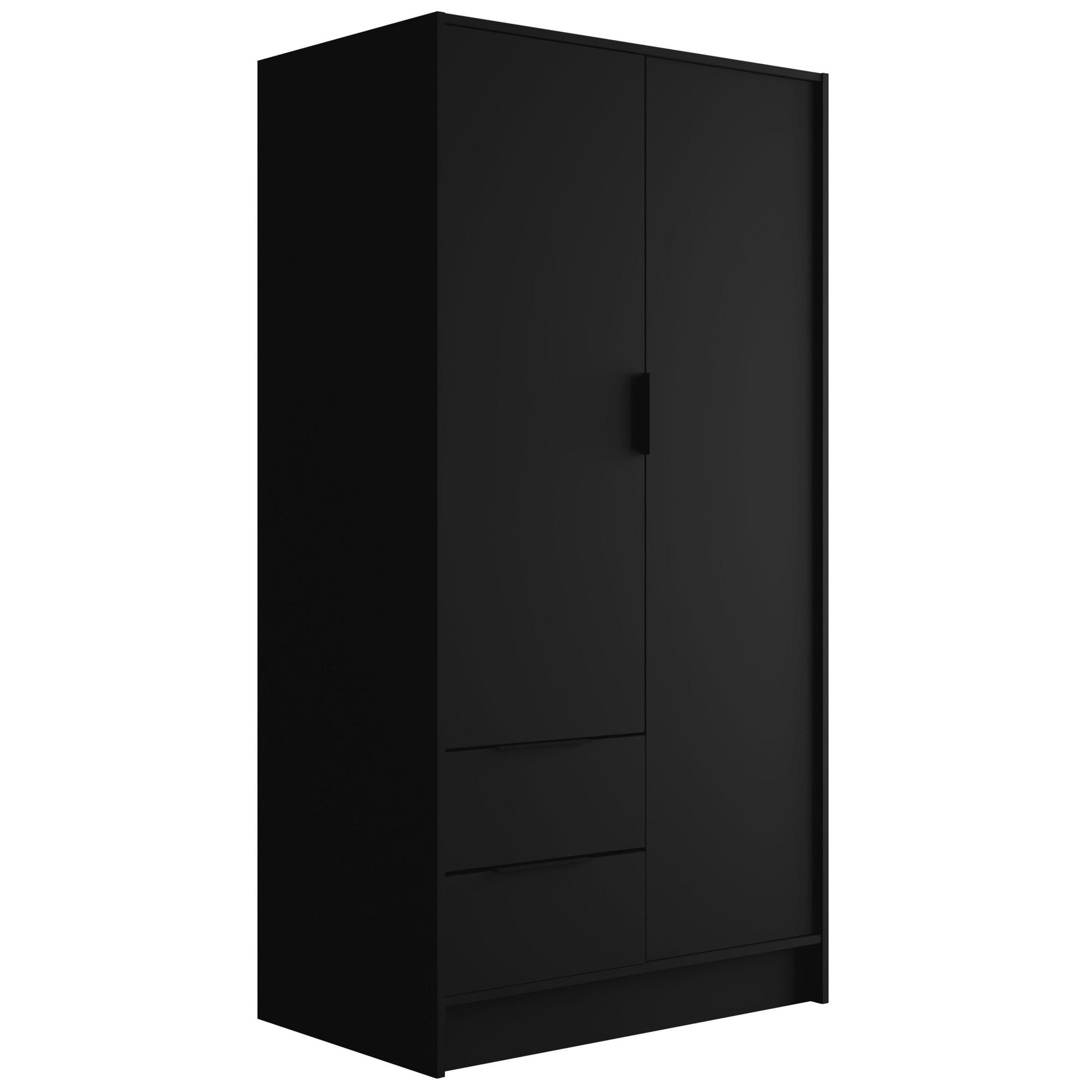 KLEIDERSCHRANK mit Flügeltüren KOLIN 100x200cm Schwarz - Schwarz, Holzwerkstoff (102/200/51cm) - ALTDECOR