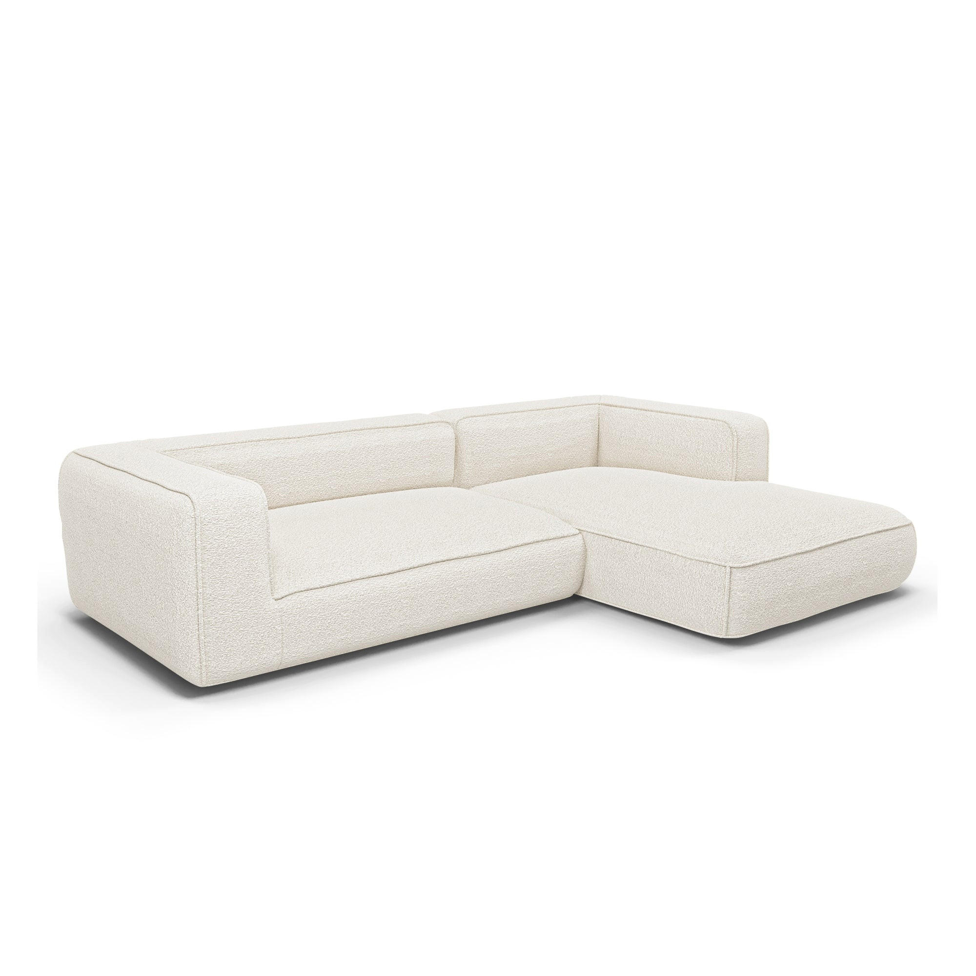 ECKSOFA rechtwinklig SOFIA Frottee Creme 255cm - Creme, Textil (255/166cm) - Premium Interiors