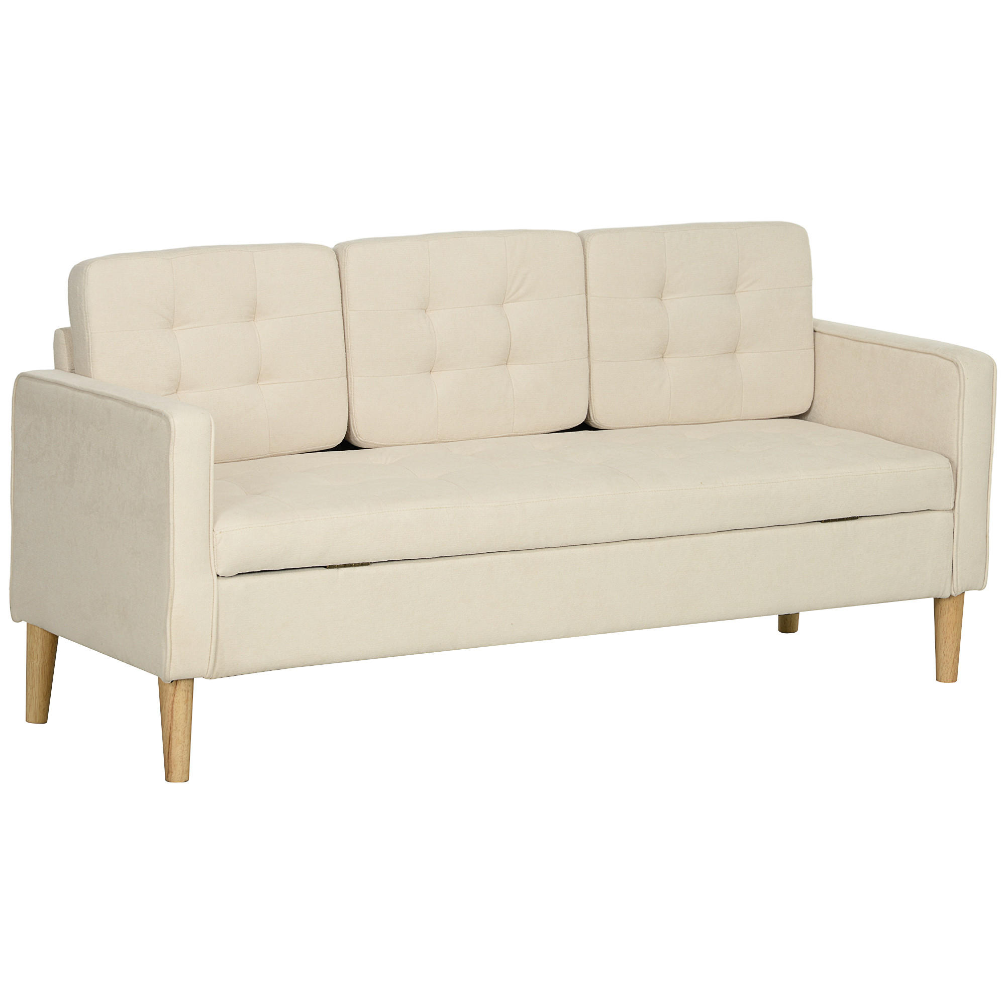 SOFA, 3 Sitzer , 166,5 x 62 x 82 cm, Cremeweiß - Weiß, Textil (166.5/82/62cm) - HOMCOM