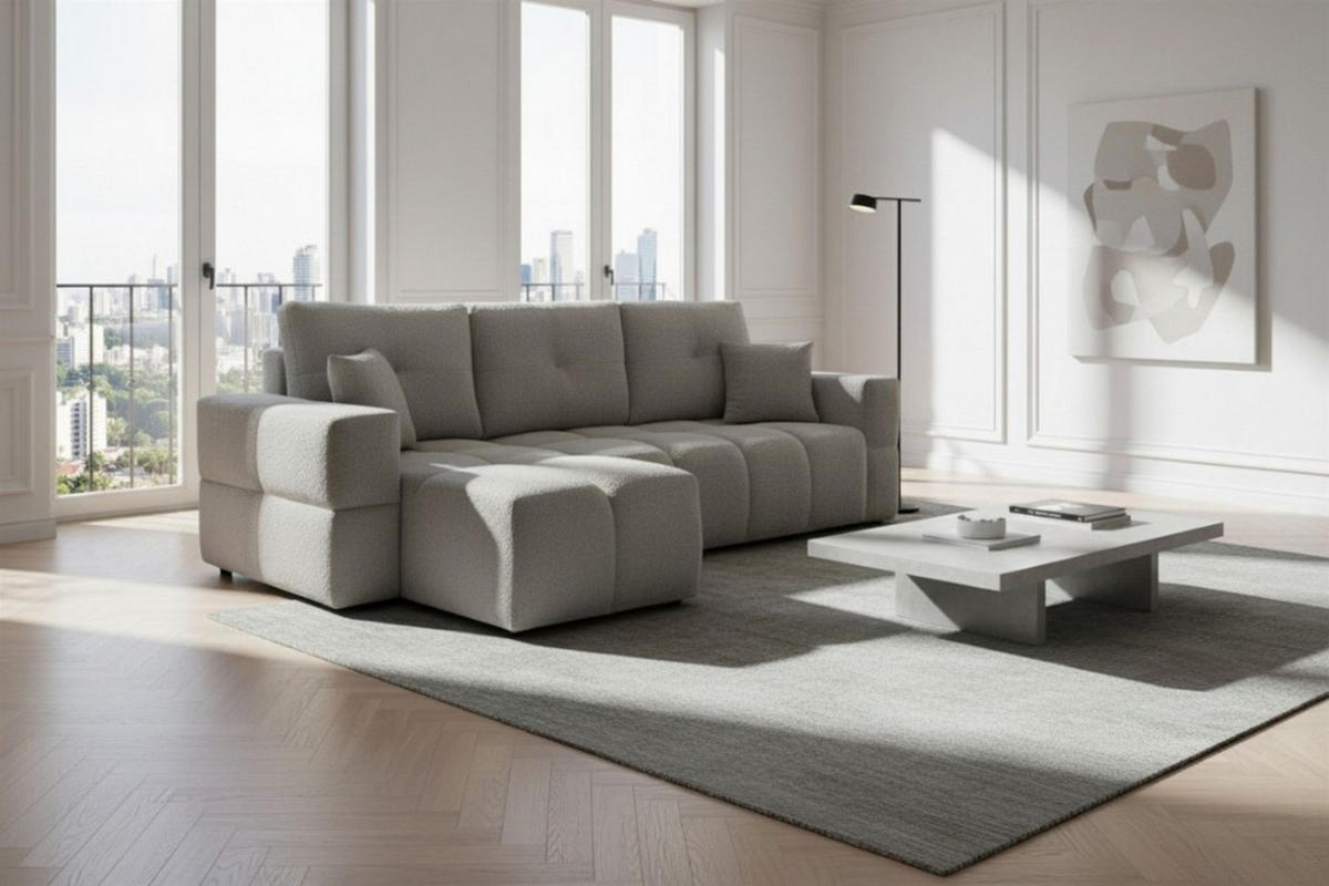 ECKSOFA Denise Mit Schlaffunktion - Grau, Holzwerkstoff/Textil (250/148cm) - Fun Möbel