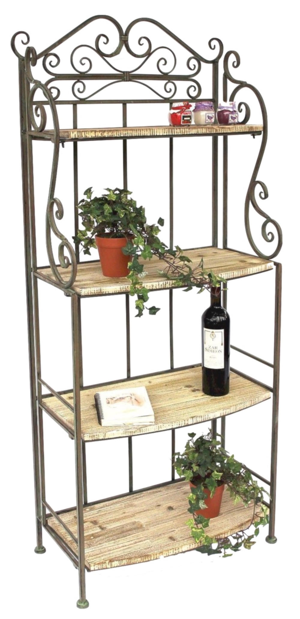 REGAL 150 cm aus Metall mit Holzablagen 12060 - Grün, Metall (60/150/33cm) - DanDiBo