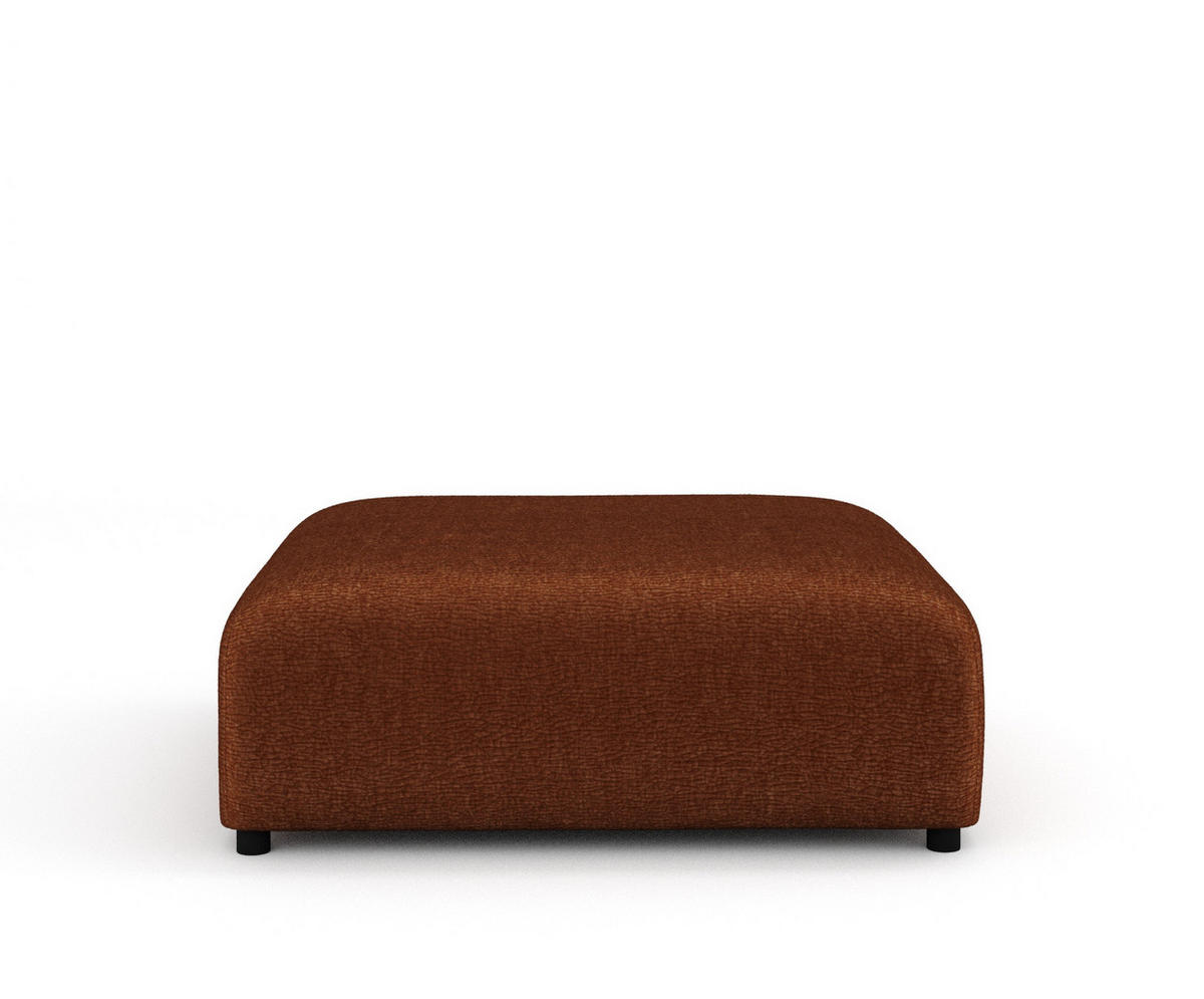POUF L Zanzibar Dunkelorange Chenille - Dunkelorange/Schwarz, Holz/Holzwerkstoff (110/37/110cm) - Maison de Reve