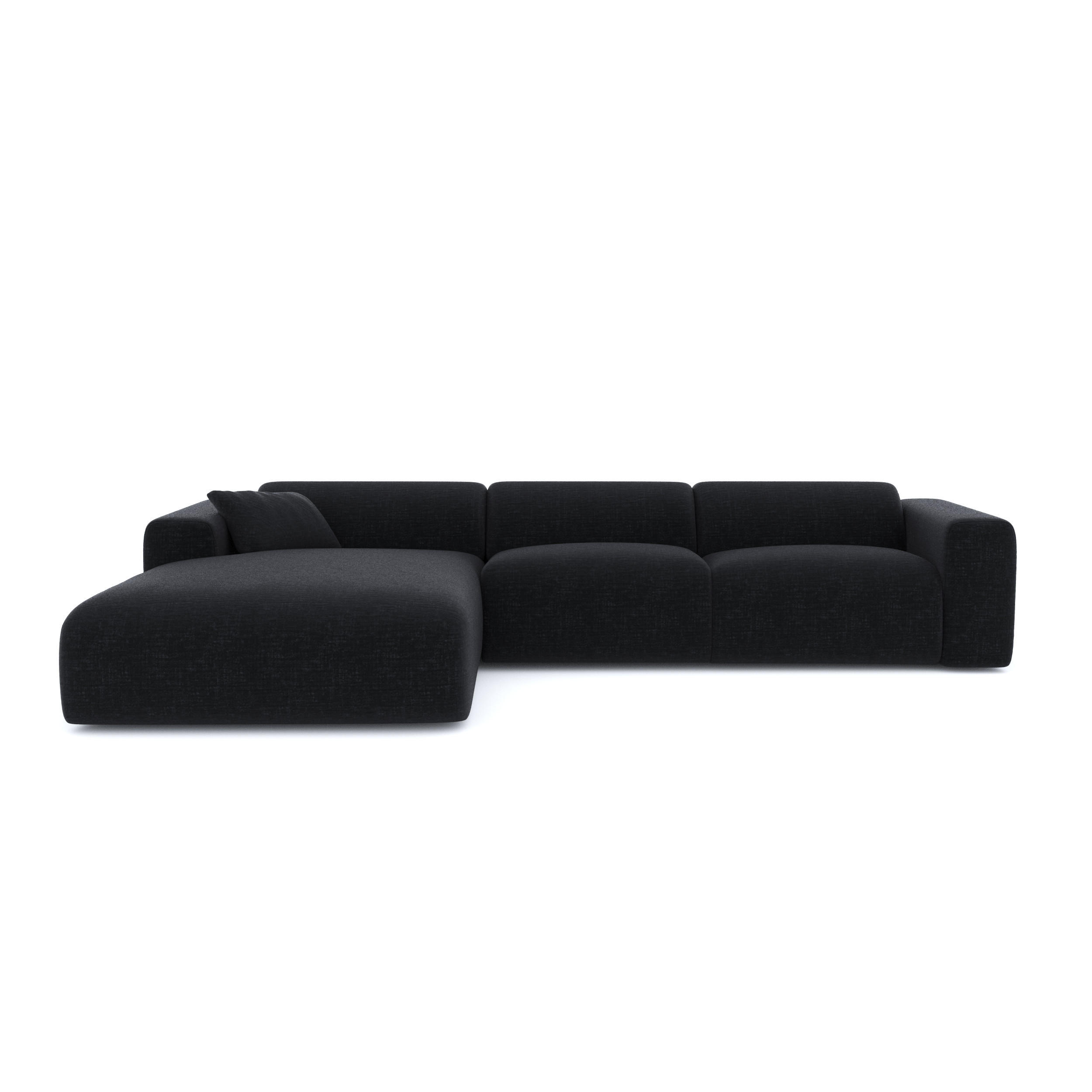 ECKSOFA LINKS Texturierter Samt Anthrazit 280cm - Dunkelgrau/Anthrazit, Textil (95/280cm) - Sia Home
