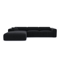 ECKSOFA LINKS Texturierter Samt Anthrazit 280cm - Dunkelgrau/Anthrazit, Textil (95/280cm) - Sia Home