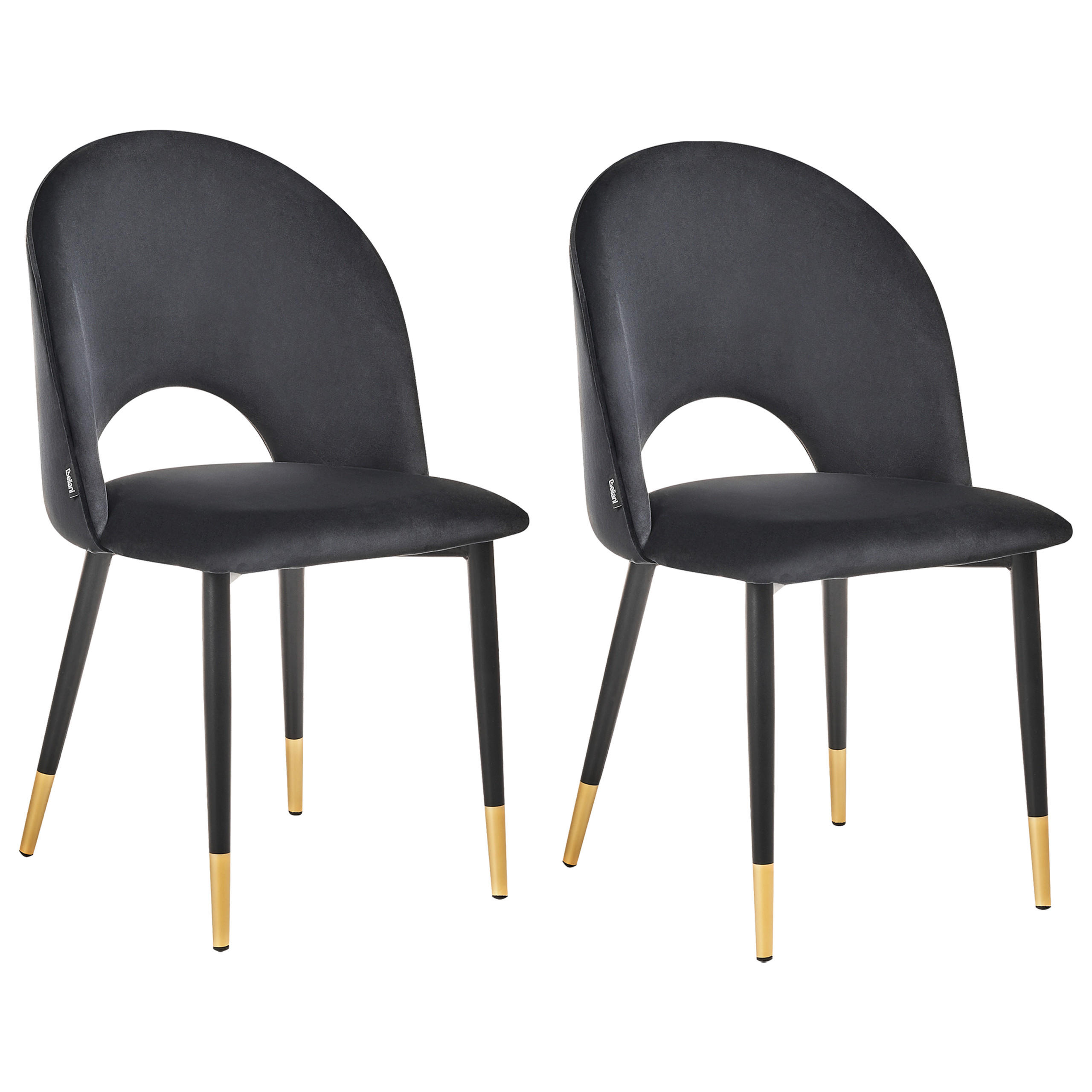 ESSZIMMERSTUHL 2er-Set Samtstoff Schwarz Magalia - Schwarz, Textil/Metall (48/83/44cm) - Beliani