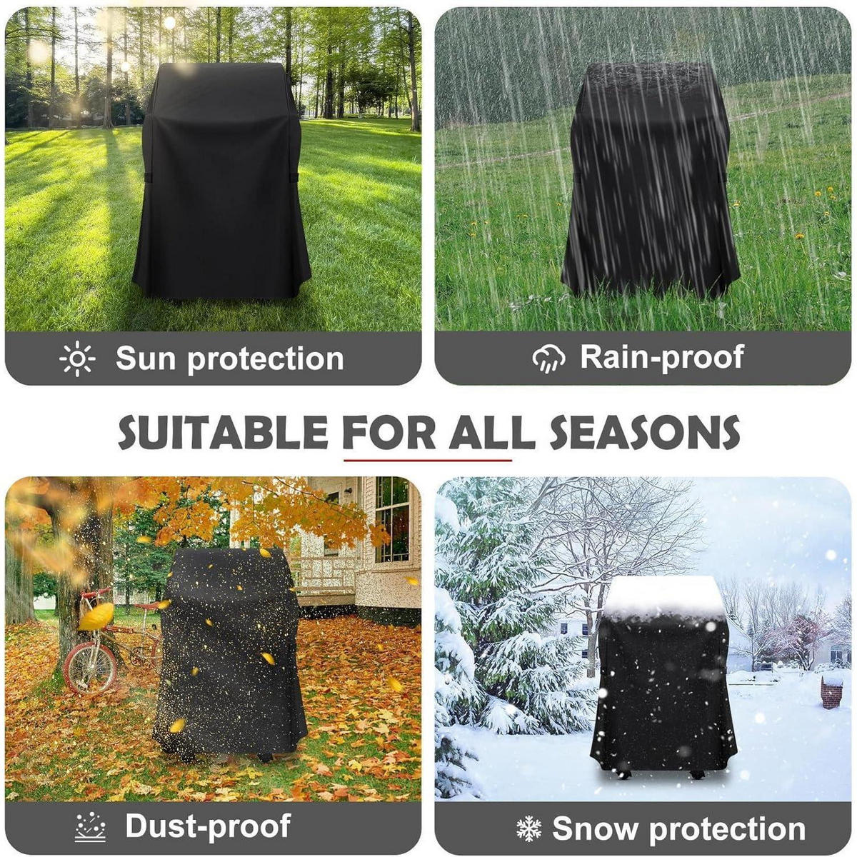 GRILLABDECKUNG 76 cm wasserdicht für Gasgrill - Schwarz, Textil (66/109/76cm)