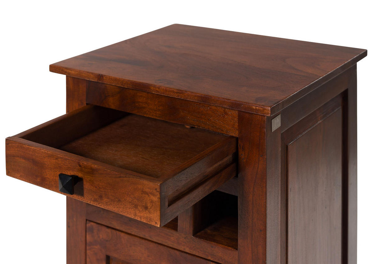 NACHTTISCH Akazie 46x40x65 nougat lackiert OXFORD #269 - Dunkelbraun, Holz (46/65/40cm) - Massivmoebel24