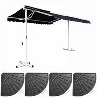 DOPPELSCHRÄGMARKISE 3x4m mit 4 Gewichtsplatten, Blau - Blau, Metall (300/250/400cm) - Oviala