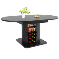 ESSTISCH Ausziehbarer 118-158×118×76 cm aus MDF und Metall mit integriertem Stauraum, schwarz - Schwarz, Holzwerkstoff (158/118/76cm) - Luhomfu