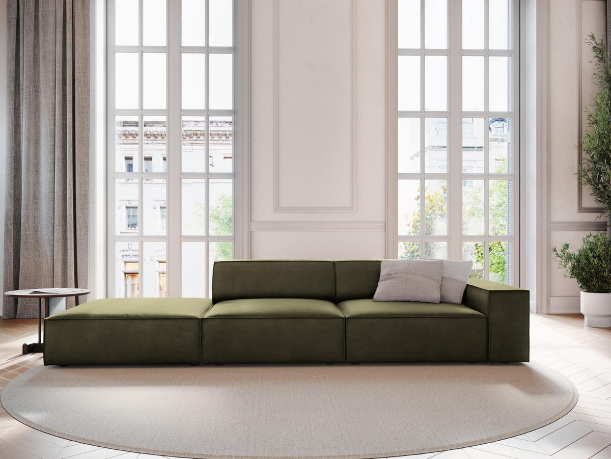 SOFA Jodie aus Samt grün 3 Sitzplätze - Grün, Textil (262/70/102cm) - Micadoni
