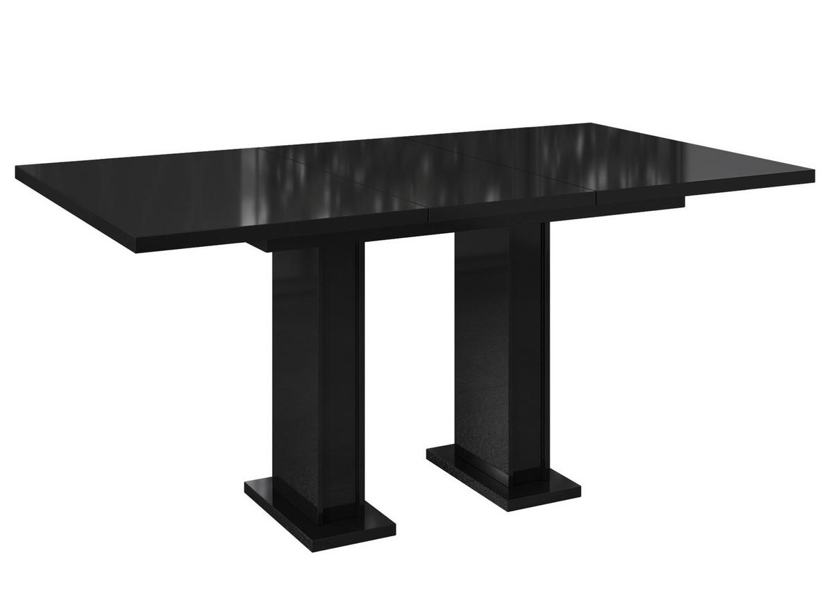 ESSTISCH ausziehbar 120 -160x80x75 cm - Hochglanz Schwarz - LOSS - Schwarz Hochglanz, Holzwerkstoff (120/80/75cm) - ALTDECOR