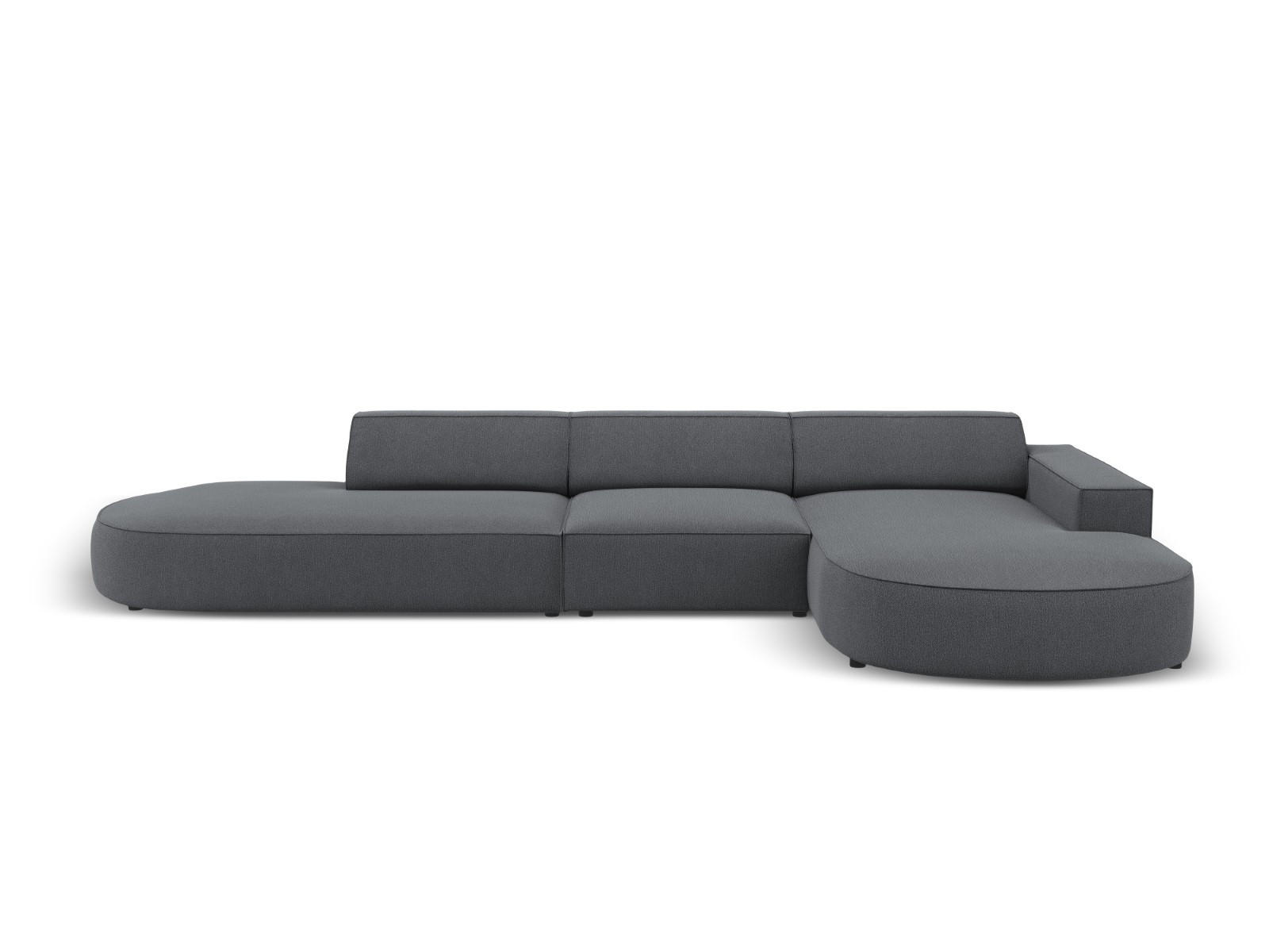 ECKSOFA rechts Jodie aus strukturiertem Stoff dunkelgrau 4 Sitzplätze - Dunkelgrau, Textil (166/342cm) - Micadoni