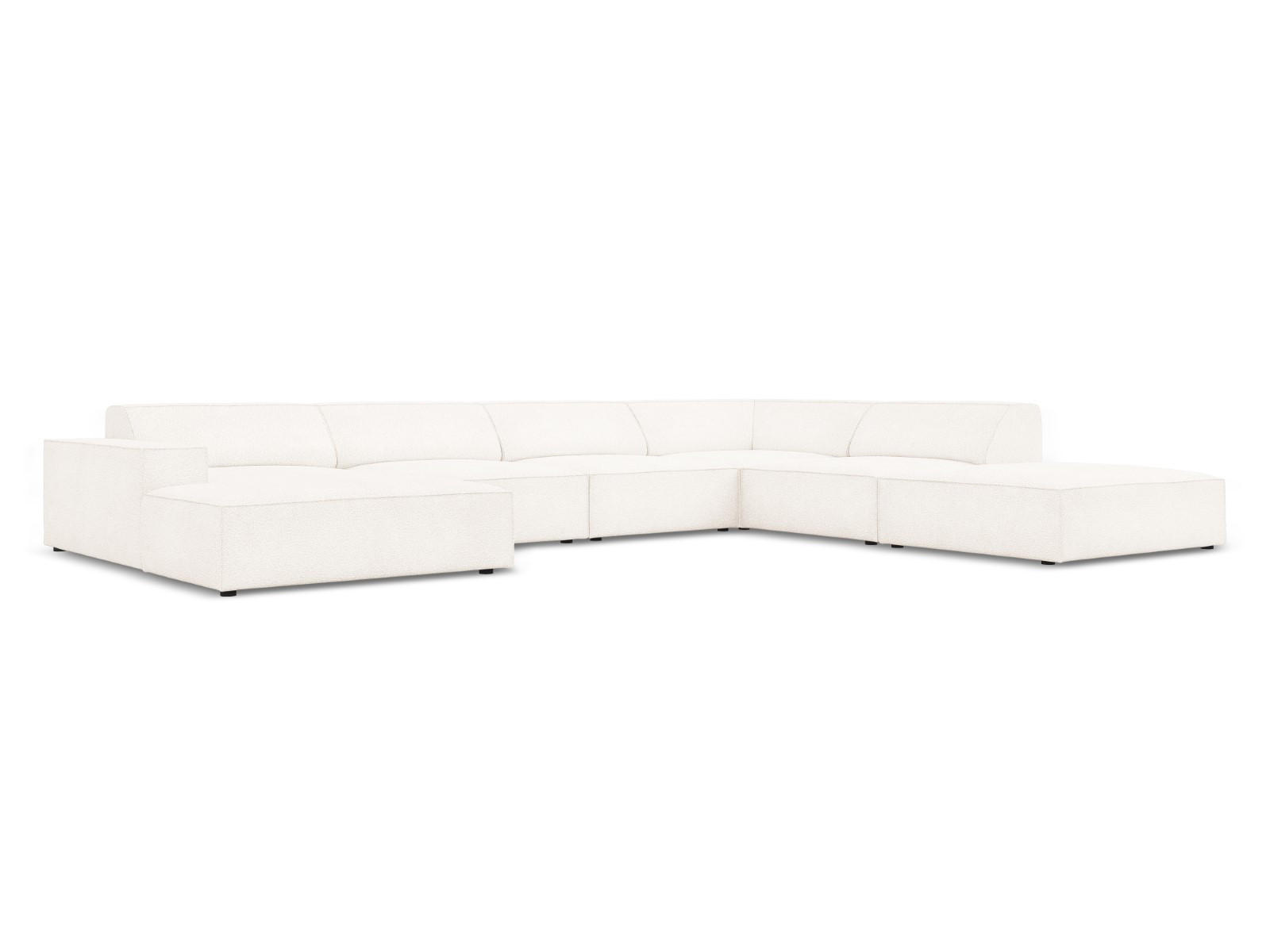 PANORAMASOFA rechts Jodie aus Boucle beige 7 Sitzplätze - Beige, Textil (262/70/364cm) - Micadoni