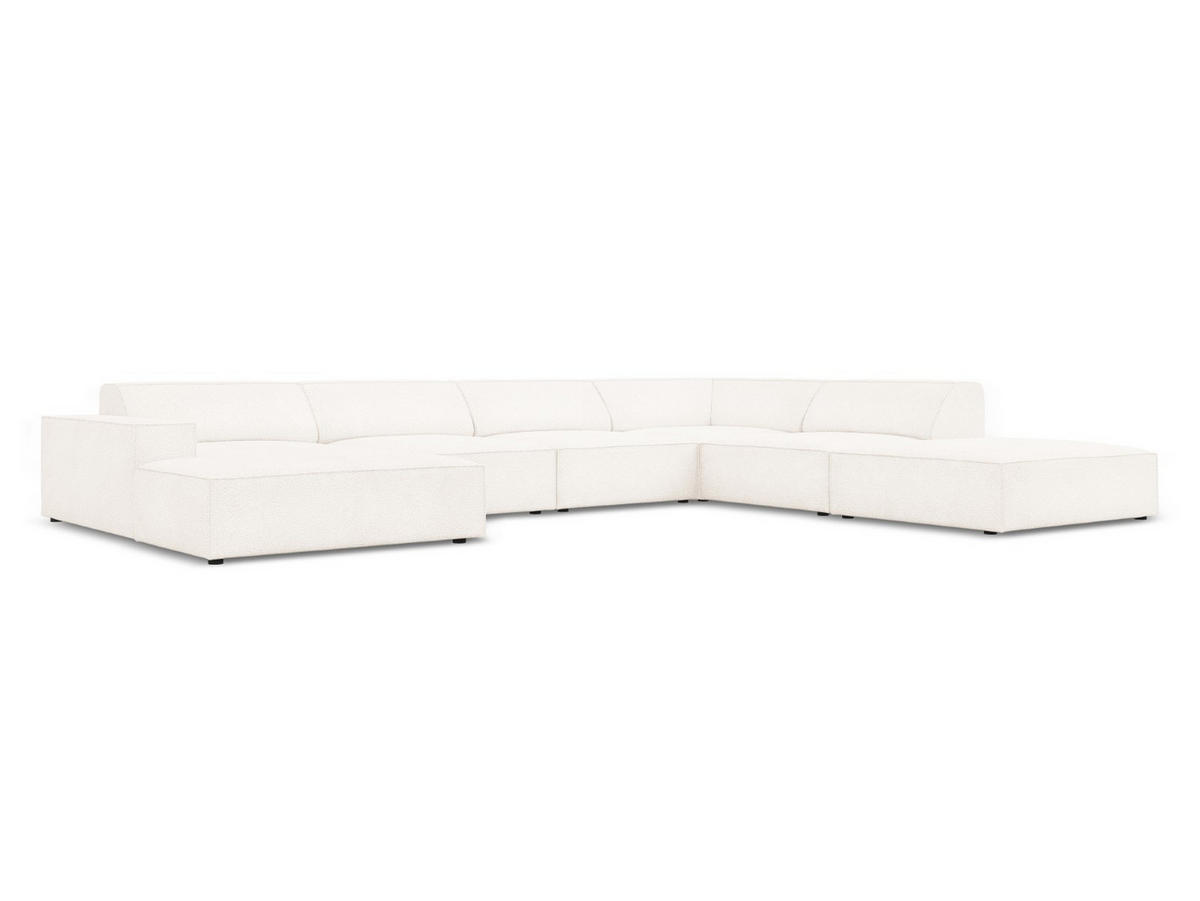 PANORAMASOFA rechts Jodie aus Boucle beige 7 Sitzplätze - Beige, Textil (262/70/364cm) - Micadoni