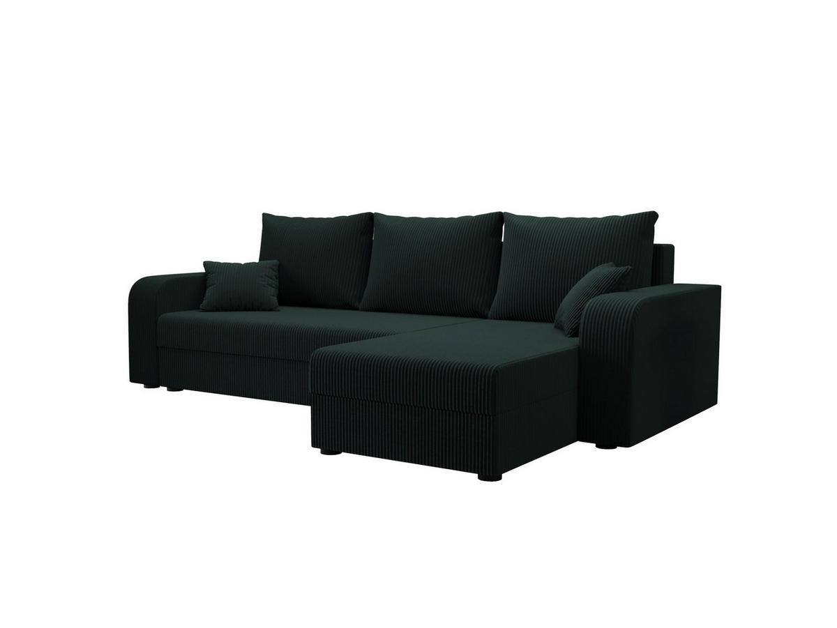 ECKSOFA HEWLET L BIS Zoom 10 Rechts mit Schlaffunktion - Dunkelgrün, Textil (240/140cm) - Bedante