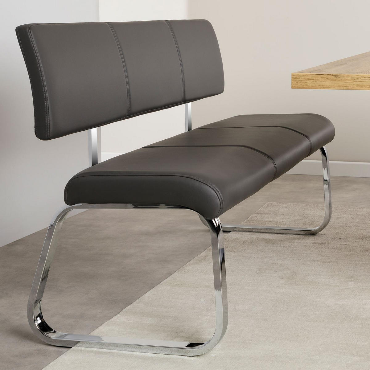 ESSZIMMERBANK VILAS - Grau, Textil/Metall (135/87/56cm) - IDIMEX