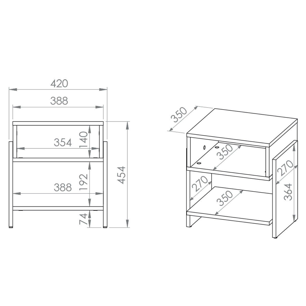 NACHTTISCH Tara Holz - Braun, Holzwerkstoff (42/46/35cm) - Petits-meubles