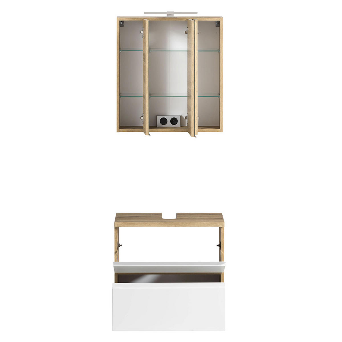 BADMÖBEL-SET 5-TLG. Vasto-03 - Weiß, Holzwerkstoff (170/200/35cm) - Lomado