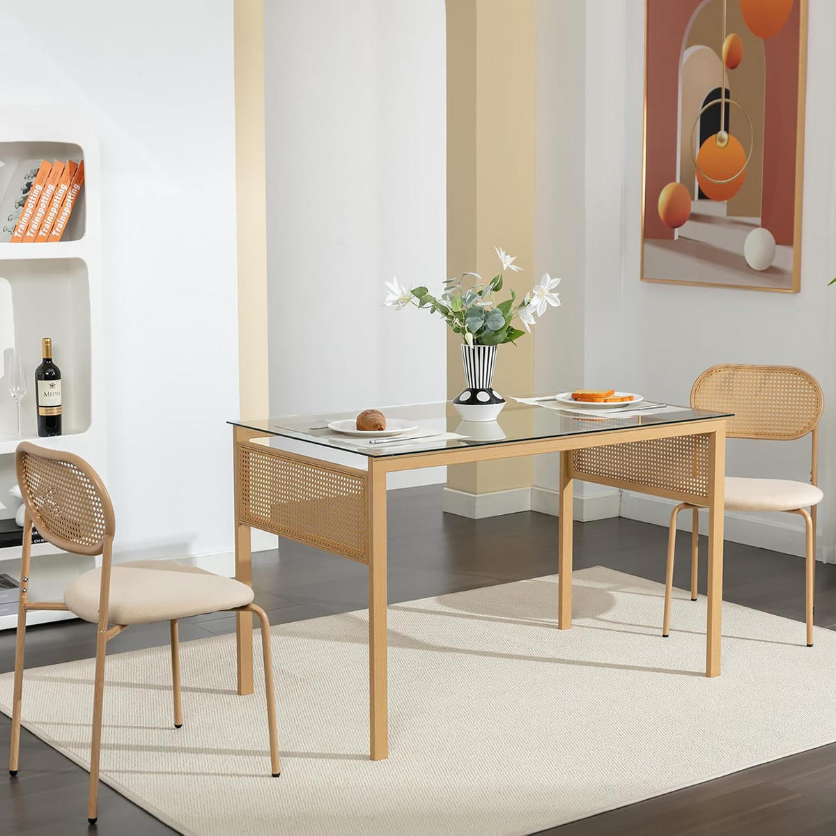 ESSZIMMERSTÜHLE 2er-Set Rattan Mit Metallbeinen Holzfarbe - Braun, Holz (46.5/80.5/40cm)