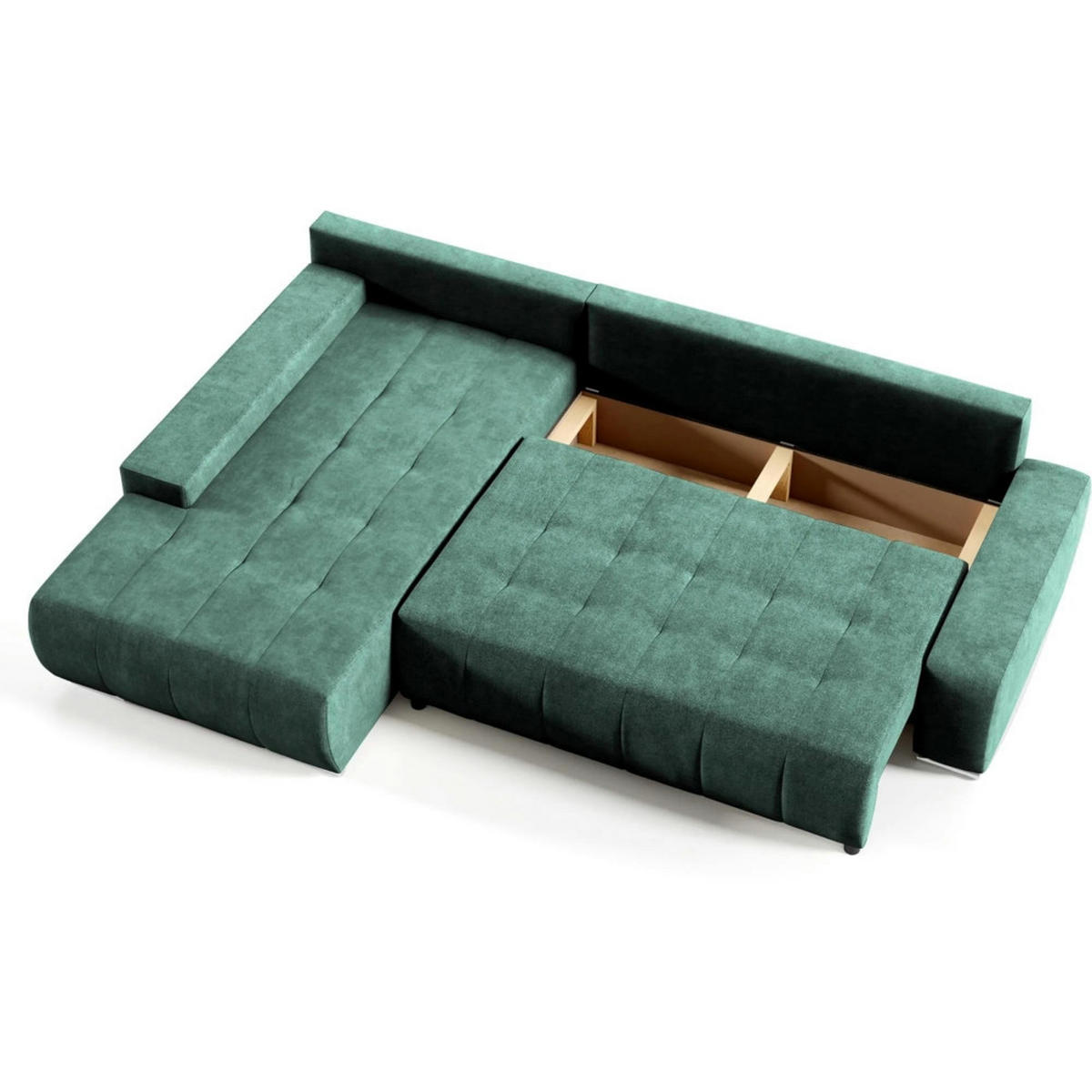 ECKSCHLAFSOFA Draco L Grün - Silberfarben/Grün, Textil/Metall (267/186cm) - Beautysofa