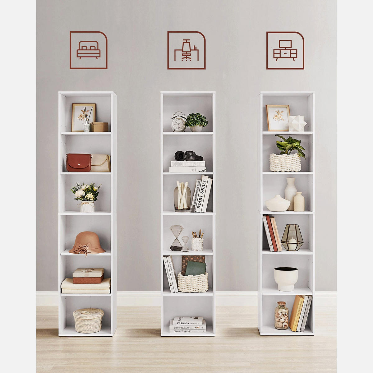 BÜCHERREGAL AUFBEWAHRUNGSREGAL - Weiß, Holzwerkstoff (24/179/40cm) - Hansiro