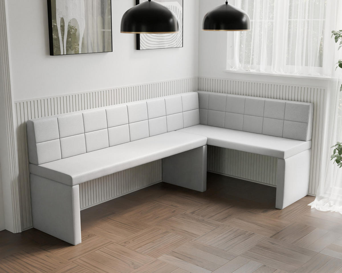 ECKBANK rechts MELVIN Kunstleder, 142/196 cm Weiß - Weiß, Holz/Kunststoff (142/196cm) - Idohome