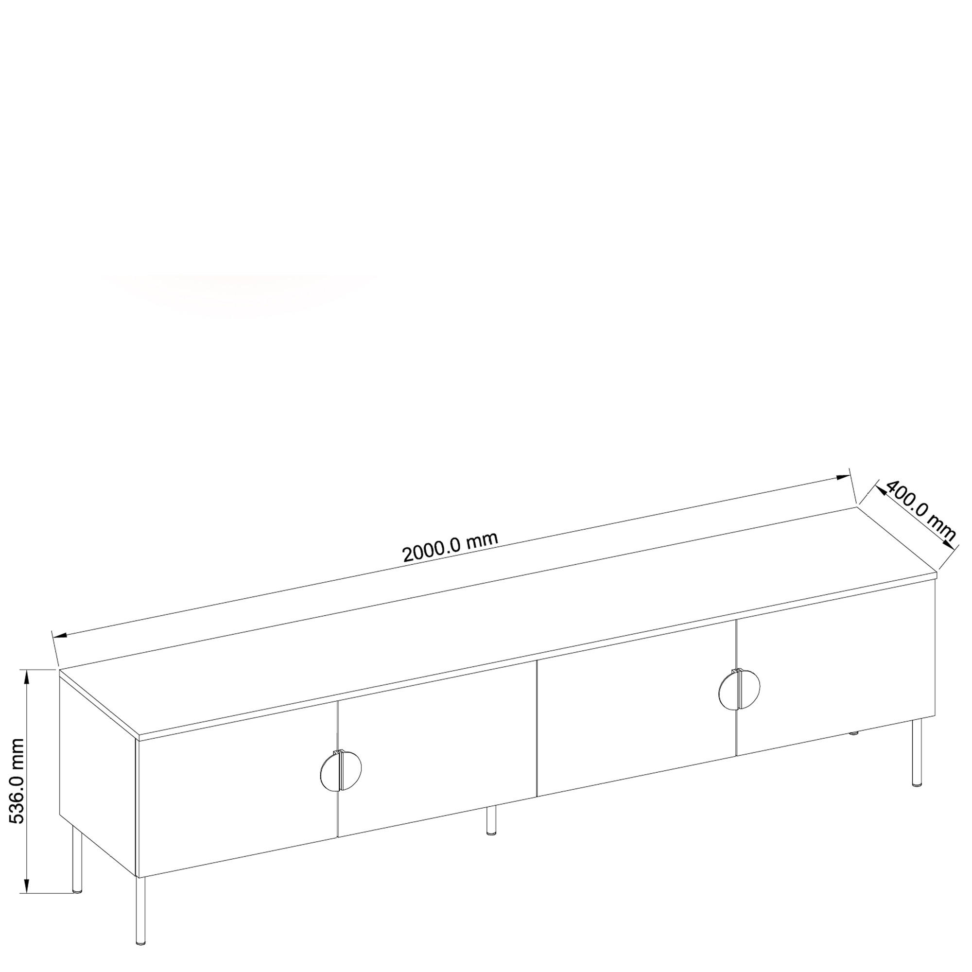 TV-LOWBOARD VIDIS Holzstruktur - Eichefarben, Holzwerkstoff (200/54/40cm) - KONSIMO®
