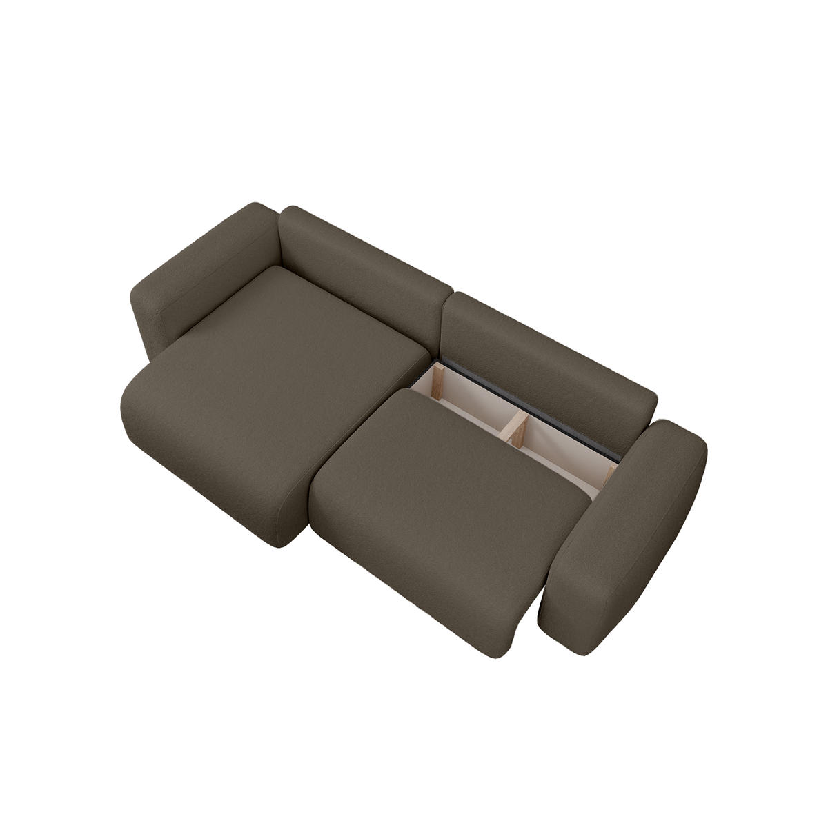 ECKSOFA TALW L MINI mit Schlaffunktion, Dunkelbraun - Dunkelbraun, Textil (257/148cm) - Fedve