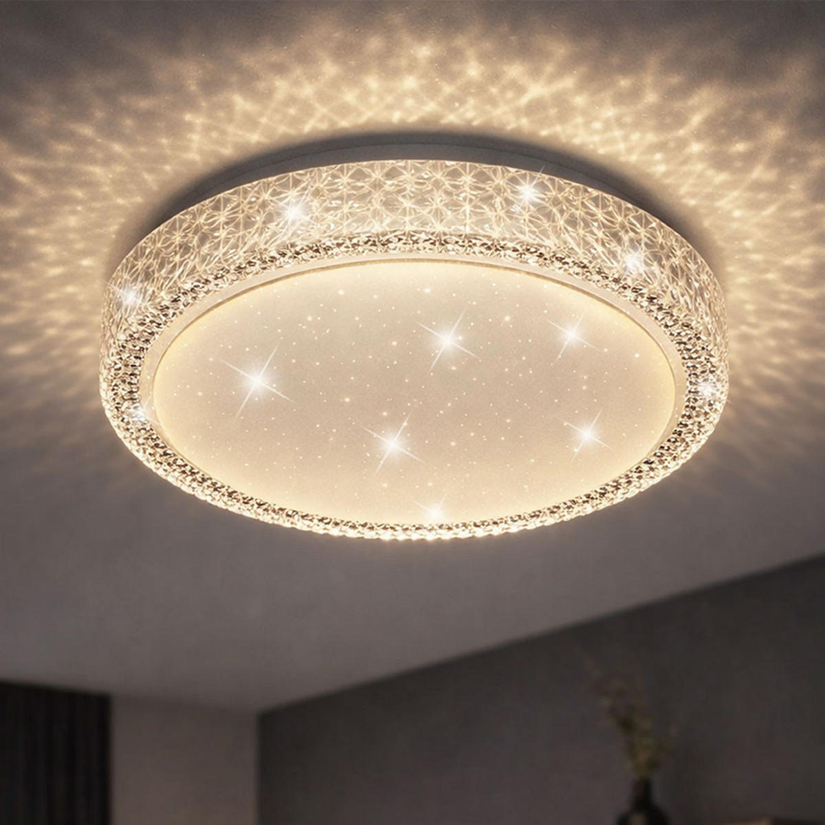 LED DECKENLEUCHTE Metall Kristallklar - Klar, Metall (30/30/8cm) - Globo Lighting