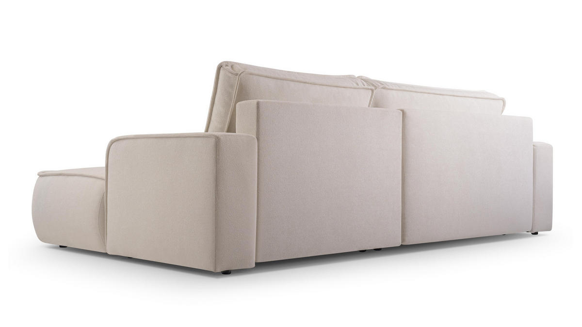 ECKSOFA L Form Ablia Creme 267/168/87 cm mit Schlaffunktion R - Creme/Schwarz, Kunststoff/Textil (267/168cm) - AX Living