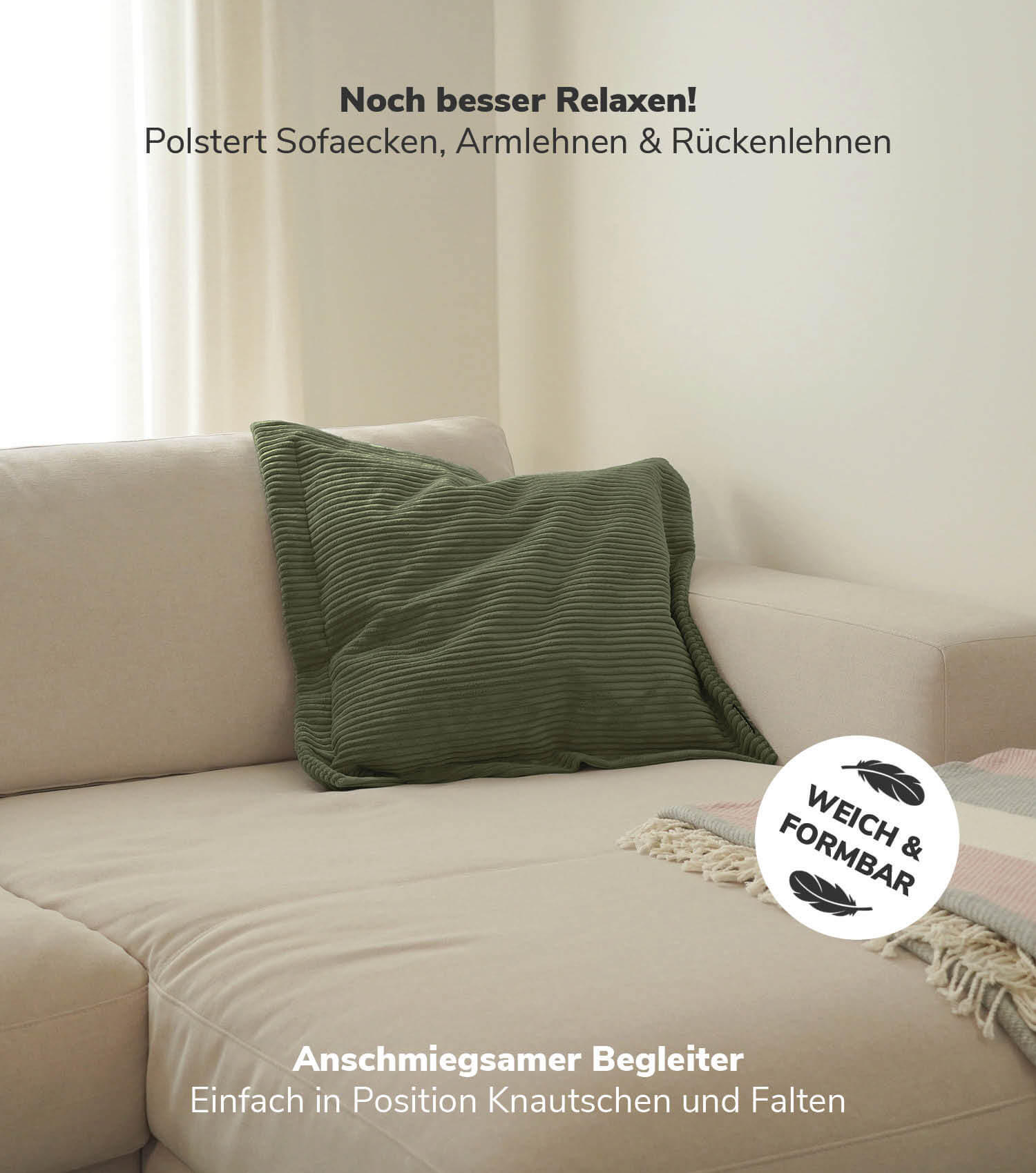 SOFAKISSEN Das Wölkchen - Grün, Textil (70/8cm) - Mokebo