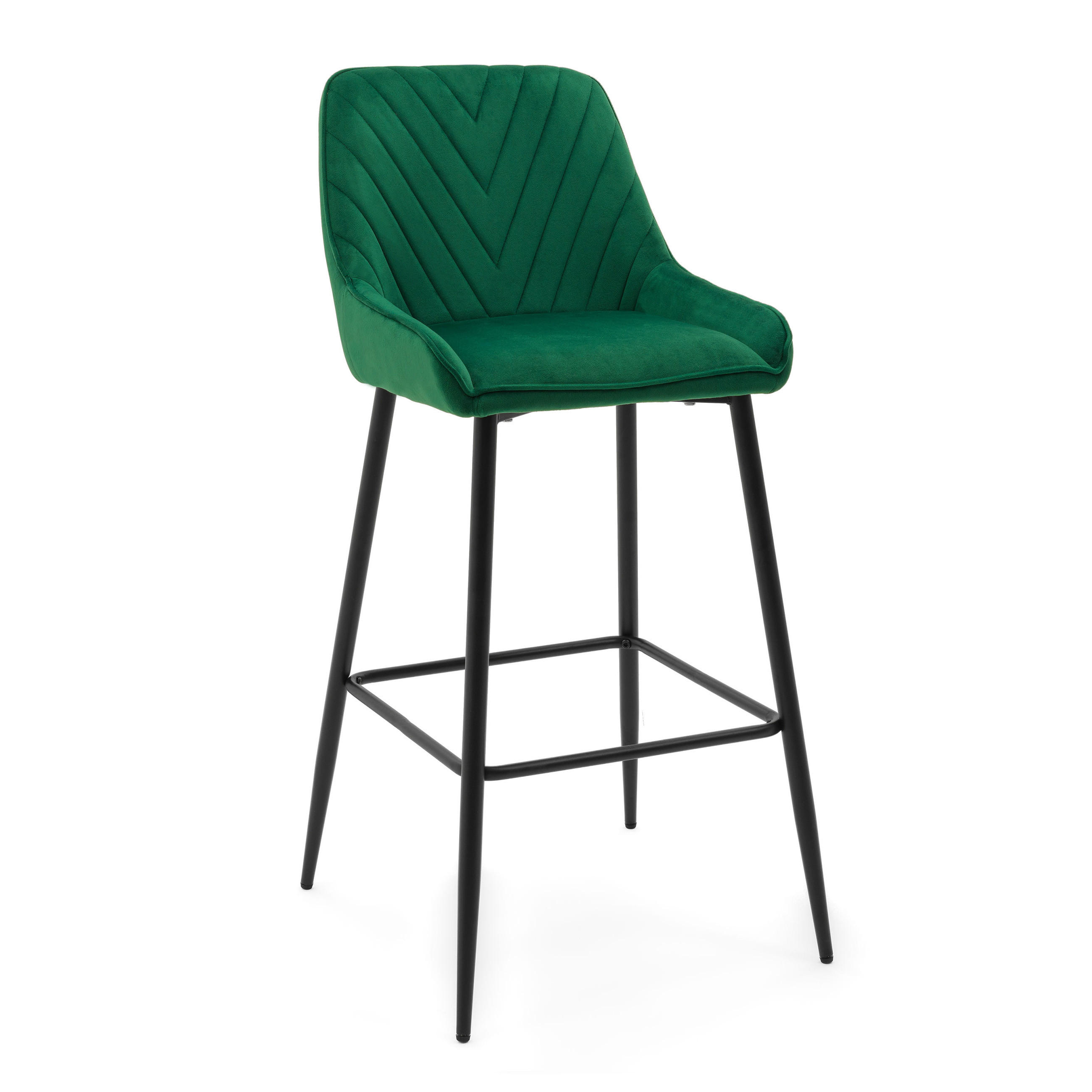 BARHOCKER VASTO gepolstert mit Steppung - grün - Samt Velours - Schwarz/Grün, Metall (50/102/55cm) - NEW HOME
