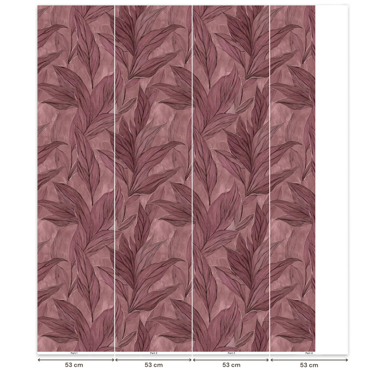 TAPETE - Blätter - Muster - Lila - 180x220 cm - Altrosa, Papier (180/220cm) - OnlyWow