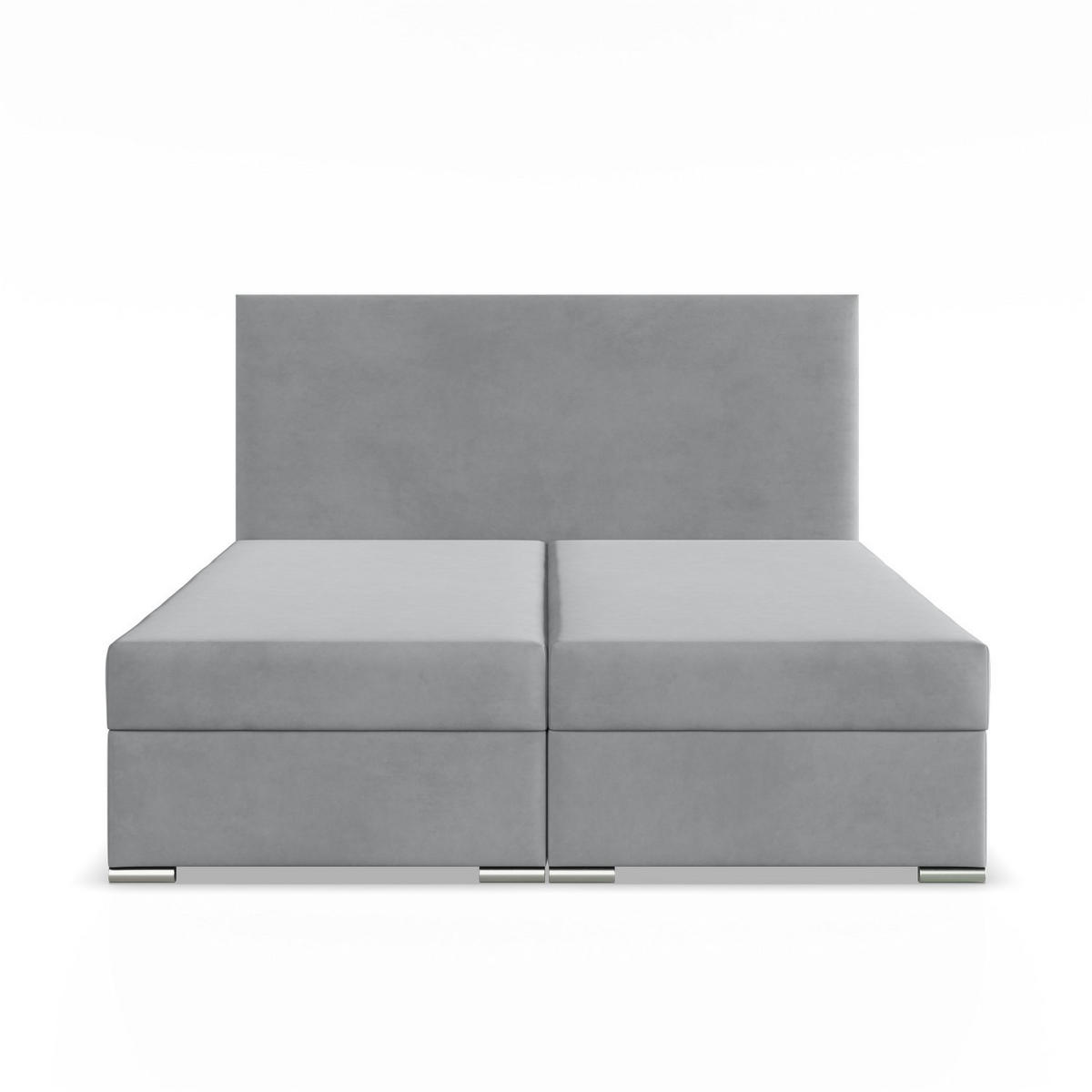 BOXBETT MIT KOPFTEIL 140x200 ZONZA, Grau - Grau, Textil (140/200cm) - Mebligo