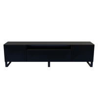 TV-SCHRANK Schwarz NIKOL Metallbeine Gefräste Fronten - Schwarz, Holzwerkstoff (200/53/41cm) - Sepro Meble
