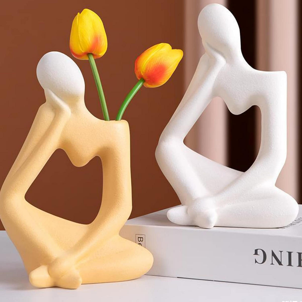 VASE 14 x 8,5 x 19 cm Keramik - Gelb, Keramik (8.5cm) - LIBRATON