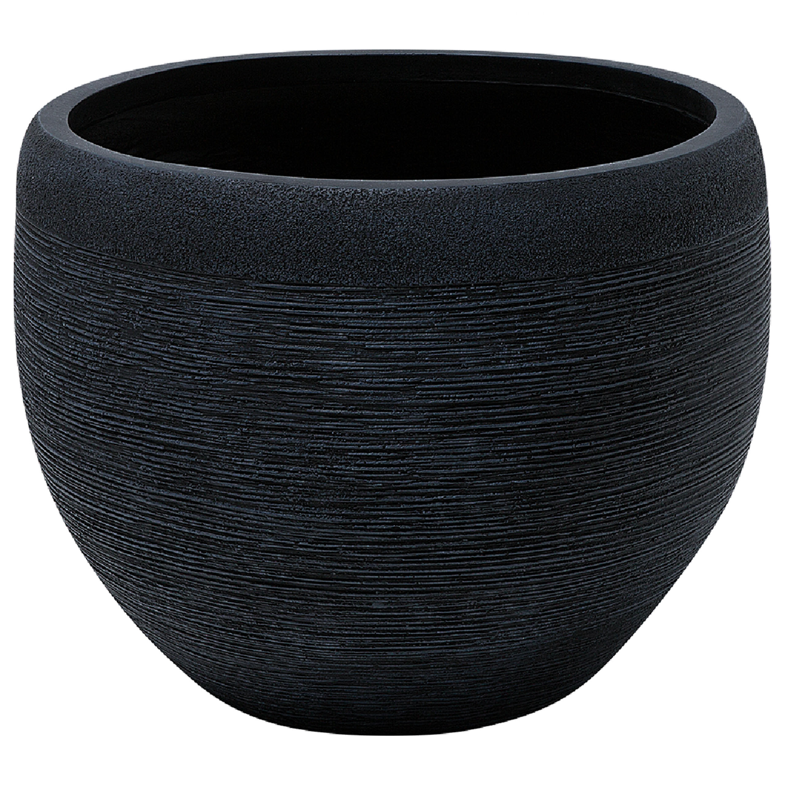 BLUMENTOPF schwarz rund 50/50/39 cm Zakros - Schwarz, Naturmaterialen (39cm) - Beliani