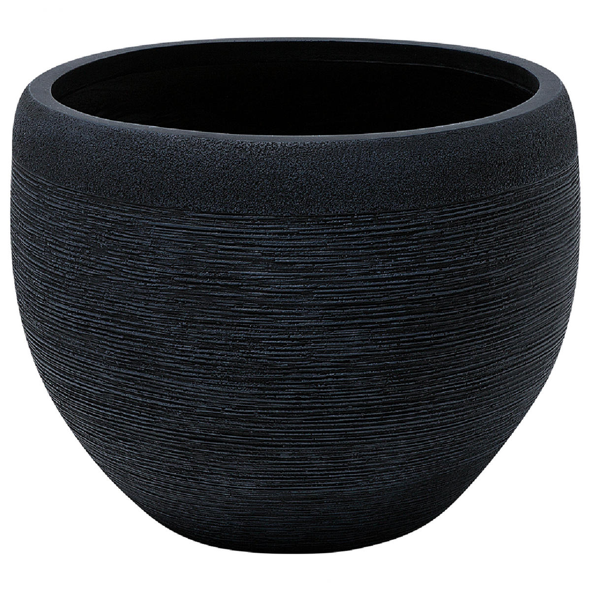 BLUMENTOPF schwarz rund 50/50/39 cm Zakros - Schwarz, Naturmaterialen (39cm) - Beliani