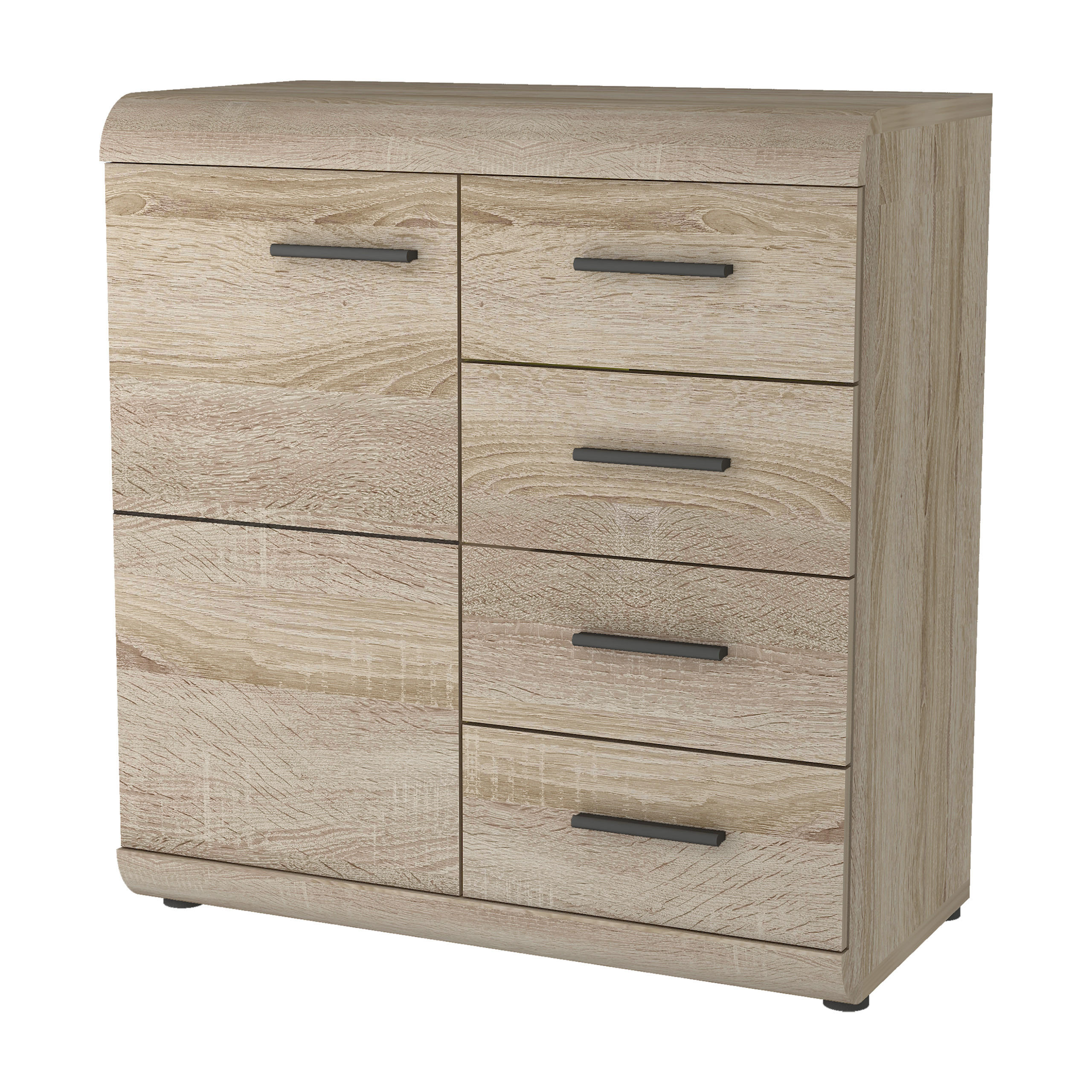 KOMMODE LEGAME 80/87/42 cm mit 4 Schubladen und 1 Türen Sonoma Eiche - Sonoma Eiche, Holzwerkstoff (80/87/42cm) - MASSENO